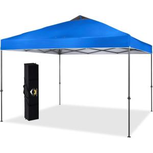imageCROWN SHADES 10x10 Pop Up Canopy Tent Outdoor Canopy with Carry Bag Pop Up Tent Sports ShelterBlue