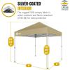 imageCROWN SHADES 10x10 Pop Up Canopy  Beach Tent with One Push Setup  Easy Outdoor Sun Shade for Events Parties Camping  Gazebo with STONGo Cover Bag Silver Coated Top RedBeige