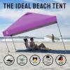 imageCROWN SHADES 10x10 Pop Up Canopy  Beach Tent with One Push Setup  Easy Outdoor Sun Shade for Events Parties Camping  Gazebo with STONGo Cover Bag Silver Coated Top RedPurple