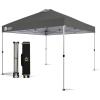imageCROWN SHADES 10x10 Pop Up Canopy  Beach Tent with One Push Setup  Easy Outdoor Sun Shade for Events Parties Camping  Gazebo with STONGo Cover Bag Silver Coated Top RedGrid Grey
