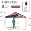 imageCROWN SHADES 10x10 Pop Up Canopy  Beach Tent with One Push Setup  Easy Outdoor Sun Shade for Events Parties Camping  Gazebo with STONGo Cover Bag Silver Coated Top RedAmerican Flag