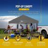 imageCROWN SHADES 10x10 Pop Up Canopy  Beach Tent with One Push Setup  Easy Outdoor Sun Shade for Events Parties Camping  Gazebo with STONGo Cover Bag Silver Coated Top RedGrid Grey