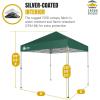 imageCROWN SHADES 10x10 Pop Up Canopy  Beach Tent with One Push Setup  Easy Outdoor Sun Shade for Events Parties Camping  Gazebo with STONGo Cover Bag Silver Coated Top RedForest Green