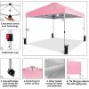 imageCROWN SHADES 10x10 Pop Up Canopy  Beach Tent with One Push Setup  Easy Outdoor Sun Shade for Events Parties Camping  Gazebo with STONGo Cover Bag Silver Coated Top RedPink
