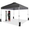 imageCROWN SHADES 10x10 Pop Up Canopy  Beach Tent with One Push Setup  Easy Outdoor Sun Shade for Events Parties Camping  Gazebo with STONGo Cover Bag Silver Coated Top RedGray