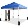 imageCROWN SHADES 10x10 Pop Up Canopy  Beach Tent with One Push Setup  Easy Outdoor Sun Shade for Events Parties Camping  Gazebo with STONGo Cover Bag Silver Coated Top RedBlue
