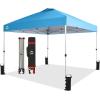imageCROWN SHADES 10x10 Pop Up Canopy  Beach Tent with One Push Setup  Easy Outdoor Sun Shade for Events Parties Camping  Gazebo with STONGo Cover Bag Silver Coated Top RedSky Blue