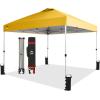 imageCROWN SHADES 10x10 Pop Up Canopy  Beach Tent with One Push Setup  Easy Outdoor Sun Shade for Events Parties Camping  Gazebo with STONGo Cover Bag Silver Coated Top RedYellow