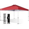 imageCROWN SHADES 10x10 Pop Up Canopy  Beach Tent with One Push Setup  Easy Outdoor Sun Shade for Events Parties Camping  Gazebo with STONGo Cover Bag Silver Coated Top RedRed