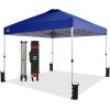imageCROWN SHADES 10x10 Pop Up Canopy  Beach Tent with One Push Setup  Easy Outdoor Sun Shade for Events Parties Camping  Gazebo with STONGo Cover Bag Silver Coated Top RedNavy Blue