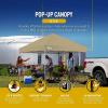 imageCROWN SHADES 10x10 Pop Up Canopy  Beach Tent with One Push Setup  Easy Outdoor Sun Shade for Events Parties Camping  Gazebo with STONGo Cover Bag Silver Coated Top RedBeige