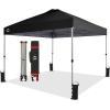 imageCROWN SHADES 10x10 Pop Up Canopy  Beach Tent with One Push Setup  Easy Outdoor Sun Shade for Events Parties Camping  Gazebo with STONGo Cover Bag Silver Coated Top RedBlack