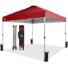 imageCROWN SHADES 10x10 Pop Up Canopy  Beach Tent with One Push Setup  Easy Outdoor Sun Shade for Events Parties Camping  Gazebo with STONGo Cover Bag Silver Coated Top RedRed