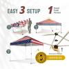 imageCROWN SHADES 10x10 Pop Up Canopy  Beach Tent with One Push Setup  Easy Outdoor Sun Shade for Events Parties Camping  Gazebo with STONGo Cover Bag Silver Coated Top RedAmerican Flag