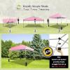 imageCROWN SHADES 10x10 Pop Up Canopy  Beach Tent with One Push Setup  Easy Outdoor Sun Shade for Events Parties Camping  Gazebo with STONGo Cover Bag Silver Coated Top RedPink