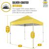 imageCROWN SHADES 10x10 Pop Up Canopy  Beach Tent with One Push Setup  Easy Outdoor Sun Shade for Events Parties Camping  Gazebo with STONGo Cover Bag Silver Coated Top RedYellow
