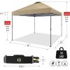 imageCROWN SHADES 10x10 Pop Up Canopy Tent  Patented Center Lock One Push Instant Outdoor Canopy Beach Tent with STONGo Bag 8 Stakes ampamp 4 Sand BagsKhaki10x10 Adjustable