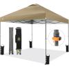 imageCROWN SHADES 10x10 Pop Up Canopy Tent  Patented Center Lock One Push Instant Outdoor Canopy Beach Tent with STONGo Bag 8 Stakes ampamp 4 Sand BagsKhaki10x10 Infinite Adjustment