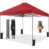 imageCROWN SHADES 10x10 Pop Up Canopy Tent  Patented Center Lock One Push Instant Outdoor Canopy Beach Tent with STONGo Bag 8 Stakes ampamp 4 Sand BagsKhaki10x10 Infinite Adjustment