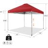 imageCROWN SHADES 10x10 Pop Up Canopy Tent  Patented Center Lock One Push Instant Outdoor Canopy Beach Tent with STONGo Bag 8 Stakes ampamp 4 Sand BagsKhaki10x10 Infinite Adjustment