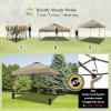 imageCROWN SHADES 10x10 Pop Up Canopy Tent  Patented Center Lock One Push Instant Outdoor Canopy Beach Tent with STONGo Bag 8 Stakes ampamp 4 Sand BagsKhaki10x10 Adjustable