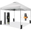 imageCROWN SHADES 10x10 Pop Up Canopy Tent  Patented Center Lock One Push Instant Outdoor Canopy Beach Tent with STONGo Bag 8 Stakes ampamp 4 Sand BagsKhaki10x10 Infinite Adjustment