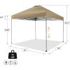 imageCROWN SHADES 10x10 Pop Up Canopy Tent  Patented Center Lock One Push Instant Outdoor Canopy Beach Tent with STONGo Bag 8 Stakes ampamp 4 Sand BagsKhaki10x10 Infinite Adjustment