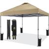 imageCROWN SHADES 10x10 Pop Up Canopy Tent  Patented Center Lock One Push Instant Outdoor Canopy Beach Tent with STONGo Bag 8 Stakes ampamp 4 Sand BagsKhaki10x10 Adjustable