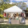 imageCROWN SHADES 10x10 Pop Up Canopy Tent with 1 Comercial Kit Instant Commercial Tent with Patended Centerlock 400D Silver Coated Fabric 1 Sidewall 4quot Wheels StoN Go BagGreyWhite