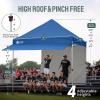 imageCROWN SHADES 10x10 Pop Up Canopy Tent with 4 Sidewalls Instant Commercial Tent with 1Person Setup Patended Centerlock 400D Silver Coated Fabric 4quot Wheels StoN Go BagGreyBlue