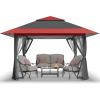imageCROWN SHADES 13x13 Pop Up Gazebo Canopy Tent Gazebos on Clearance  Outdoor Gazebo for Backyard ampamp Patio Furniture  Carpa Pop Up Tent with Wheeled STONGo Cover Bag GreyRed  Grey