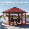 imageCROWN SHADES 13x13 Pop up Gazebo with Mosquito Nettings Patented Center Lock 6Sided Portable Gazebo 300D SilverCoated Fabric UV Resistant Pop Up Canopy Tent for Patio Party BeigeampampCoffeeRedGrey