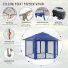 imageCROWN SHADES 13x13 Pop up Gazebo with Mosquito Nettings Patented Center Lock 6Sided Portable Gazebo 300D SilverCoated Fabric UV Resistant Pop Up Canopy Tent for Patio Party BeigeampampCoffeeBlueLight Grey