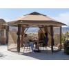 imageCROWN SHADES 13x13 Pop up Gazebo with Mosquito Nettings Patented Center Lock 6Sided Portable Gazebo 300D SilverCoated Fabric UV Resistant Pop Up Canopy Tent for Patio Party BeigeampampCoffeeBeigeCoffee