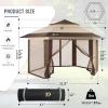 imageCROWN SHADES 13x13 Pop up Gazebo with Mosquito Nettings Patented Center Lock 6Sided Portable Gazebo 300D SilverCoated Fabric UV Resistant Pop Up Canopy Tent for Patio Party BeigeampampCoffeeBeigeCoffee