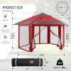 imageCROWN SHADES 13x13 Pop up Gazebo with Mosquito Nettings Patented Center Lock 6Sided Portable Gazebo 300D SilverCoated Fabric UV Resistant Pop Up Canopy Tent for Patio Party BeigeampampCoffeeRedGrey