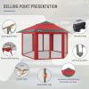 imageCROWN SHADES 13x13 Pop up Gazebo with Mosquito Nettings Patented Center Lock 6Sided Portable Gazebo 300D SilverCoated Fabric UV Resistant Pop Up Canopy Tent for Patio Party BeigeampampCoffeeRedGrey