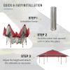 imageCROWN SHADES 13x13 Pop up Gazebo with Mosquito Nettings Patented Center Lock 6Sided Portable Gazebo 300D SilverCoated Fabric UV Resistant Pop Up Canopy Tent for Patio Party BeigeampampCoffeeRedGrey