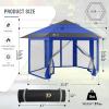 imageCROWN SHADES 13x13 Pop up Gazebo with Mosquito Nettings Patented Center Lock 6Sided Portable Gazebo 300D SilverCoated Fabric UV Resistant Pop Up Canopy Tent for Patio Party BeigeampampCoffeeBlueLight Grey
