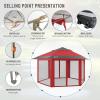 imageCROWN SHADES 13x13 Pop up Gazebo with Mosquito Nettings Patented Center Lock 6Sided Portable Gazebo 300D SilverCoated Fabric UV Resistant Pop Up Canopy Tent for Patio Party BeigeampampCoffeeRedGrey
