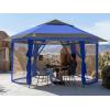 imageCROWN SHADES 13x13 Pop up Gazebo with Mosquito Nettings Patented Center Lock 6Sided Portable Gazebo 300D SilverCoated Fabric UV Resistant Pop Up Canopy Tent for Patio Party BeigeampampCoffeeBlueLight Grey
