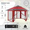imageCROWN SHADES 13x13 Pop up Gazebo with Mosquito Nettings Patented Center Lock 6Sided Portable Gazebo 300D SilverCoated Fabric UV Resistant Pop Up Canopy Tent for Patio Party BeigeampampCoffeeRedGrey