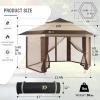 imageCROWN SHADES 13x13 Pop up Gazebo with Mosquito Nettings Patented Center Lock 6Sided Portable Gazebo 300D SilverCoated Fabric UV Resistant Pop Up Canopy Tent for Patio Party BeigeampampCoffeeBeigeCoffee