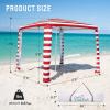 imageCROWN SHADES Beach Cabana 65 x 65 Umbrella Canopy Tent Easy Pop Up  Beach Cabanas for Sand  UPF50 Protection with Sidewall and More Pockets Sky BlueRed