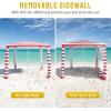 imageCROWN SHADES Beach Cabana 65 x 65 Umbrella Canopy Tent Easy Pop Up  Beach Cabanas for Sand  UPF50 Protection with Sidewall and More Pockets Sky BlueRed