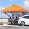 imageCROWN SHADES Canopy Tent 10x10 Pop Up Canopy Outdoor Shade with Pockets Sidewall Easy Up Sun Shelter with One Person Set Up Center Lock Portable Instant Camping Beach Canopy Tents RedOrange