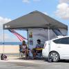 imageCROWN SHADES Canopy Tent 10x10 Pop Up Canopy Outdoor Shade with Pockets Sidewall Easy Up Sun Shelter with One Person Set Up Center Lock Portable Instant Camping Beach Canopy Tents RedGrid Grey
