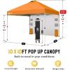 imageCROWN SHADES Canopy Tent 10x10 Pop Up Canopy Outdoor Shade with Pockets Sidewall Easy Up Sun Shelter with One Person Set Up Center Lock Portable Instant Camping Beach Canopy Tents RedOrange