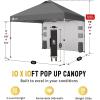imageCROWN SHADES Canopy Tent 10x10 Pop Up Canopy Outdoor Shade with Pockets Sidewall Easy Up Sun Shelter with One Person Set Up Center Lock Portable Instant Camping Beach Canopy Tents RedGrid Grey