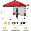 imageCROWN SHADES Canopy Tent 10x10 Pop Up Canopy Outdoor Shade with Pockets Sidewall Easy Up Sun Shelter with One Person Set Up Center Lock Portable Instant Camping Beach Canopy Tents RedRed